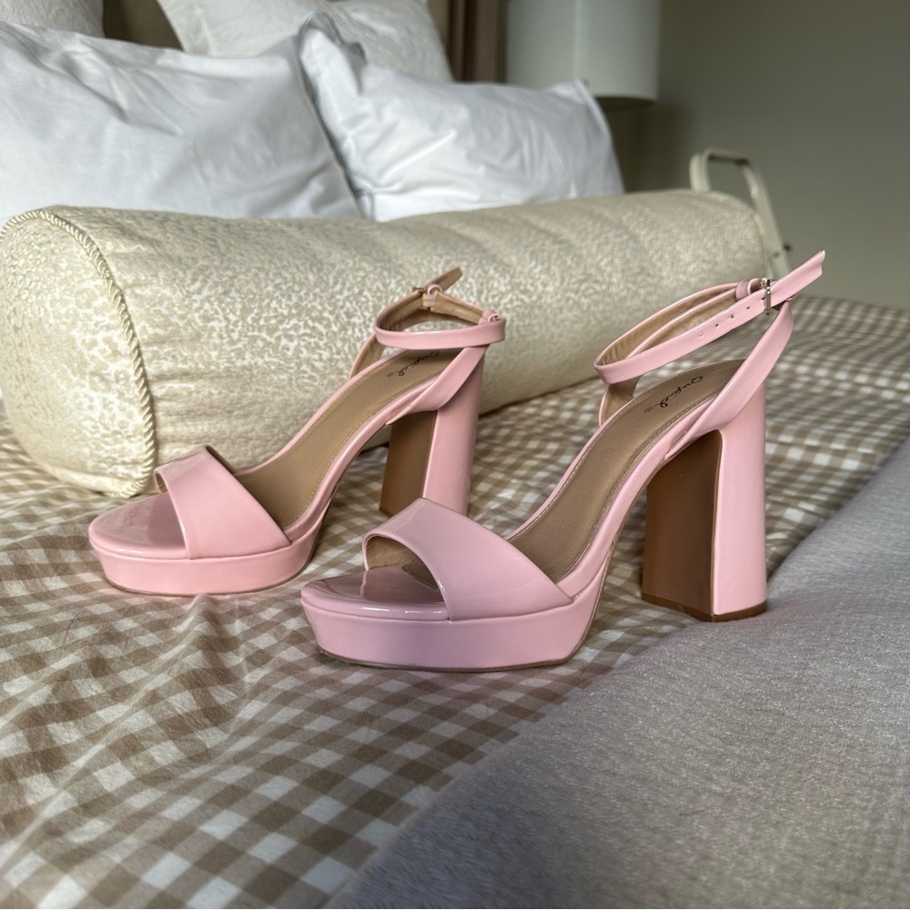 Qupid pink chunky heel